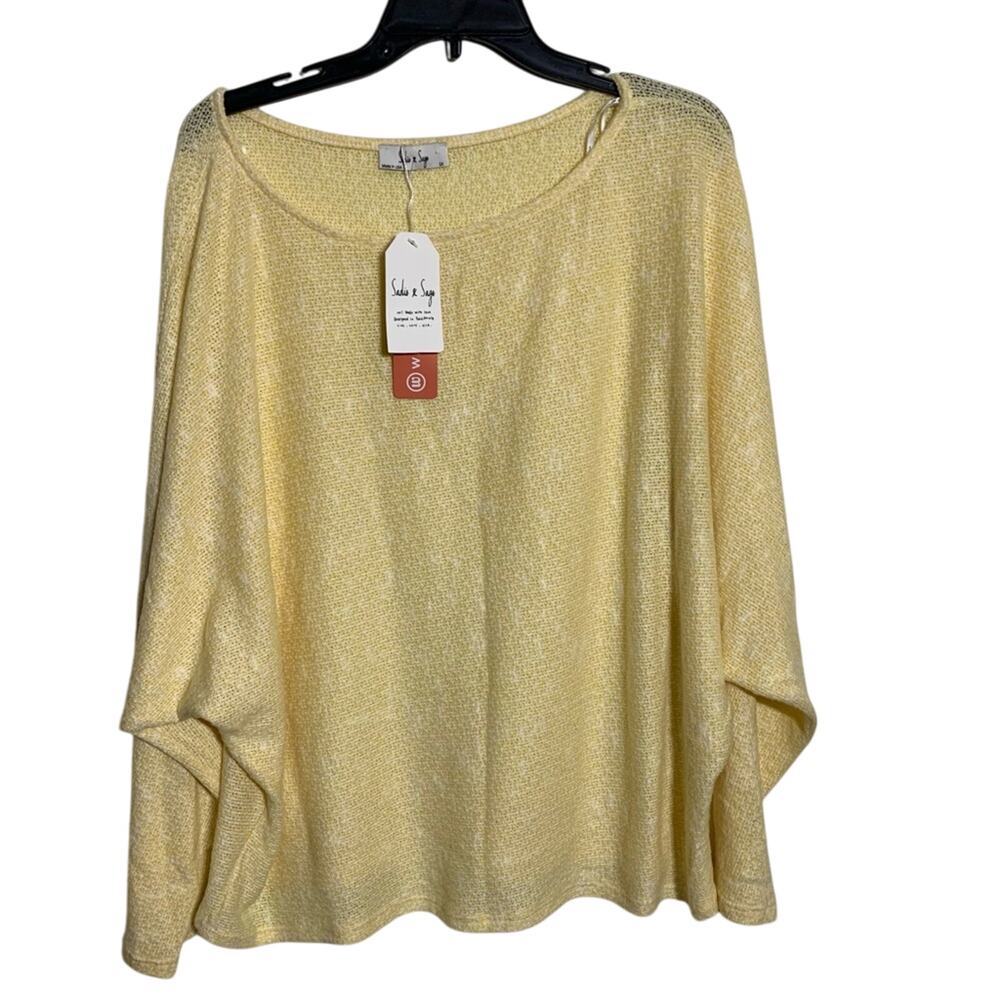 Sadie & Sage Women’s 1x Sweater Lightweight Yellow Knit Casual Rayon Blend Norm